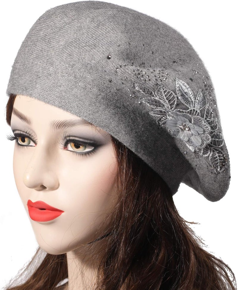 ZLYC Womens French Beret hat, Reversible Solid Color Mosaic Warm Beret Cap for Girls - Image 2